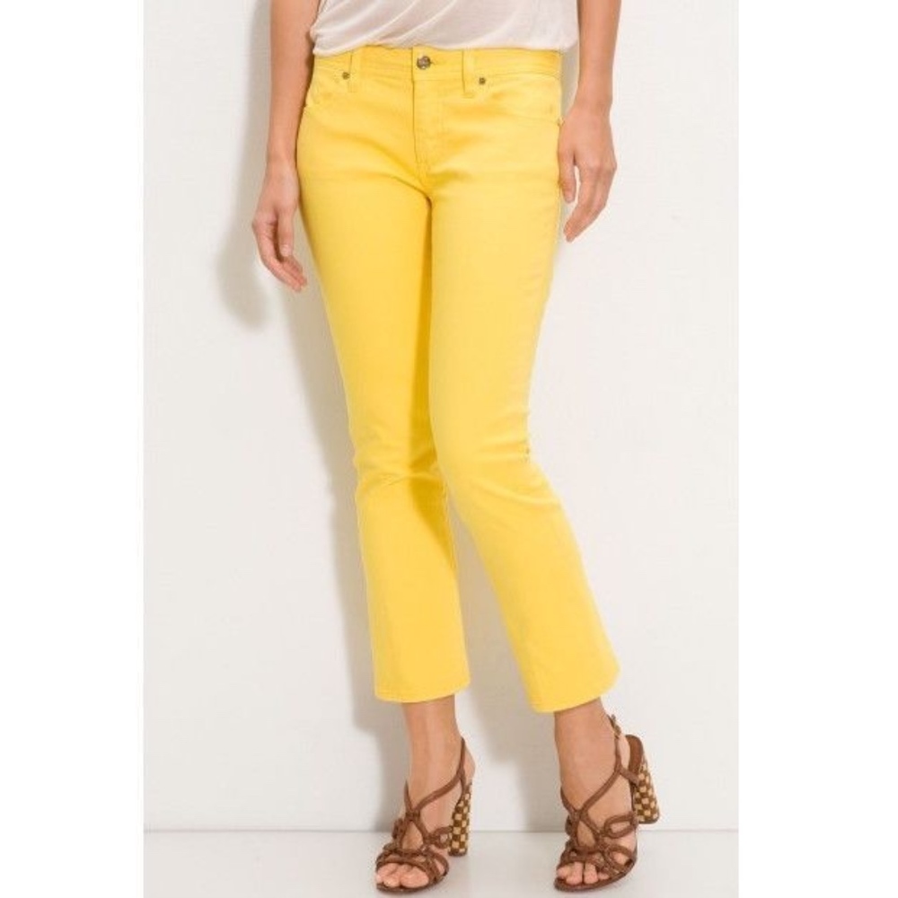TORY BURCH 25x26 Cropped Slim Bootcut Jeans YELLOW